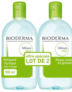 Bioderma sébium h2o solution micellaire 2x500ml